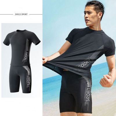 จัดส่งจากประเทศไทย 2022New ชุดว่ายน้ำชาย ชุดว่ายน้ำแขนสั้น กางเกงว่ายน้ำผู้ชาย