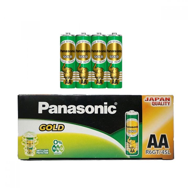 ขายยกกล่อง-แท้-100-panasonic-gold-aa-x-4-green-r6gt-4sl-battery-manganese-pack-4-ก้อน-15-packs