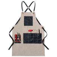 Women Canvas Barber Apron With Tool Pocket House Cleaning Cafe Cooking Accessories Master Apron Kitchen Accessories Pinafore