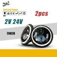 AIZL REIKO 2 พีซี 7 นิ้ว  LED Headlight 80W DRL Halo Angle Eyes Led โคมไฟฮาโลกรัม   12V 24V DOT E9 High Low Turn Signal for Lada Niva Offroad 4x4