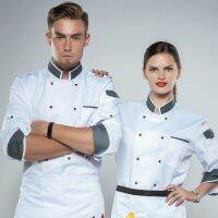 เสื้อเชฟเชฟแจ็คเก็ตแขนยาวปรับได้ผู้ชายผู้หญิง Unisex Cook Coat ร้านอาหารโรงแรมห้องครัวสวมใส่ Waiter Uniform