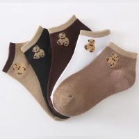 5 Pairs/lot Cute Bear Cotton Socks for Women Sport Embroidered Winter Spring Girls Japanese Kawaii Harajuku Long Socks Women