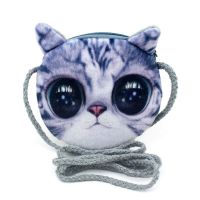 Kawaii 3D Cats Dogs Animal Prints Kids Coin Purse Girls Plush Shoulder Wallet Change Pouch Boys Mini Messenger Pouch Bag