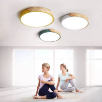 Nordic simple solid wood round led ceiling lamp bedroom childrens room living room corridor bar counter study home chandeliers