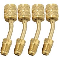 4 Pack R410A Adapter Charging Vacuum Port Adapter Brass Converter with Thimble 5/16 Inch Sae Female Quick Couplers To 1/4 Inch Sae Male Flare for Mini Split System Air Conditioners