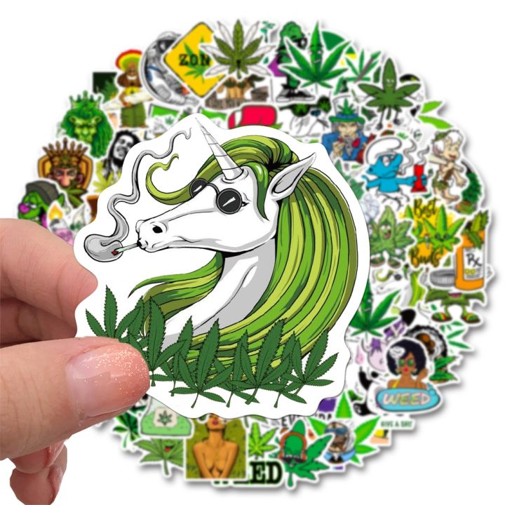 cw-30-50-100-weed-sticker-for-laptop-luggage-skateboard-smokes-characters-leaves-graffiti-decals