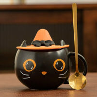 Halloween Gifts Black Cat Cup With Witch Cap Cute Kitty Unique Ceramic Coffee Mug for Office and Home Hogard