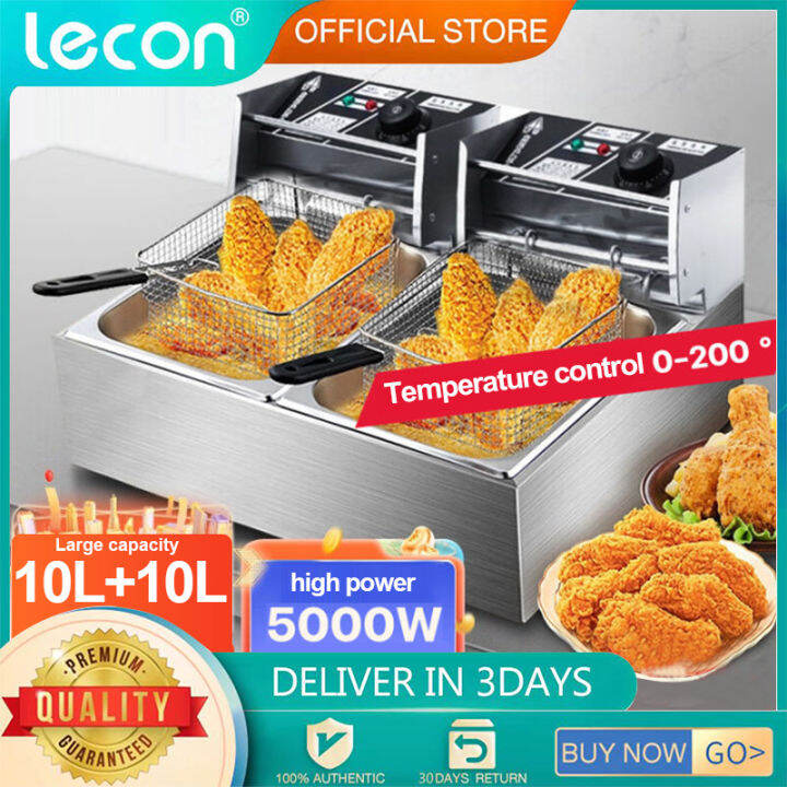 Lecon Electric deep fryers, 2 fryers,10+10 liter deep fryers, deep