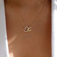Exquisite Zircon Heart Womens Necklace Simple Romantic Crystal Pendant Gold Silver Color Clavicle Chain Wedding Jewelry 2021 Fashion Chain Necklaces