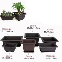 1Set Flower Pot Tray Balcony Square Flower Bonsai Bowl Nursery Basin pots Planter Imitation Plastic Rectangle Flower Pots