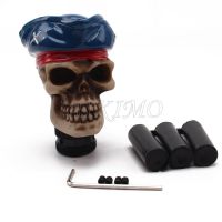 รถหัวเกียร์จับเกียร์ Shift Knob Manual Shifter Shift Lever Knob Universal Fit Handke ครอบคลุมหมวกสีฟ้า Skull Head Style