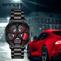 SANDA New Arrival NIBOSI Car Spinning Rim Hub Watche Custom Design Quartz Wristwatch Waterproof Car Wheel Watch Volk Racing Rays