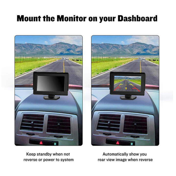 ย้อนกลับวิดีโอแสดงผลที่จอดรถปลอดภัยย้อนกลับกล้องย้อนกลับ-dash-monitor-รองรับกล้องติดรถยนต์4-3นิ้วอุปกรณ์เสริมอัตโนมัติ