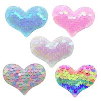 20pcs 45x55mm Padded Sequin Heart Applique Party Supply Birthday DIY Craft Handmade Tailoring Accessories Baby Hair Clips Sewing Machine Parts  Access