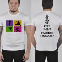 รักษาความสงบและฝึก Kyokushin. เสื้อยืดแนววินเทจพิมพ์ลายคาราเต้เสื้อยืดผ้าฝ้าย100% ฤดูร้อนท็อปส์ซูคอรอบใหม่