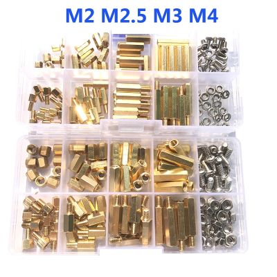 240 120pcs M2 M2.5 M3 M4 Male Female Brass Hex Column Standoff Support Spacer Pillar Screw Nut For PCB Board Assortment Kit