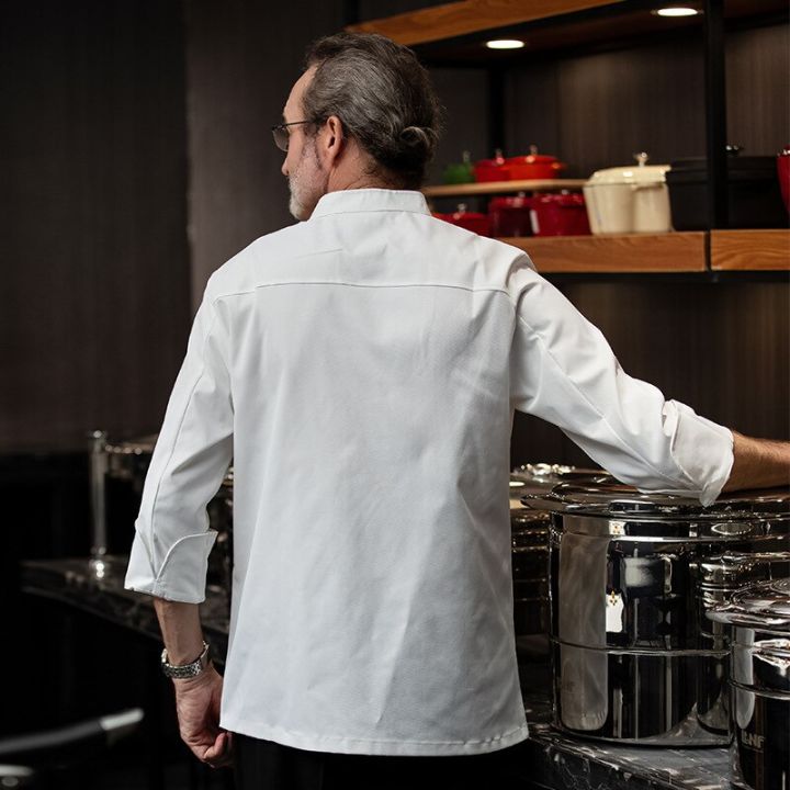 ชุดยูนิฟอร์มแขนยาวสำหรับใช้ในครัว-c093ชุดพนักงานเสิร์ฟโรงแรมเสื้อผ้าพ่อครัวเสื้อผ้าร้านอาหารเบเกอรี่ชุดเสื้อคลุมพ่อครัวซูชิ