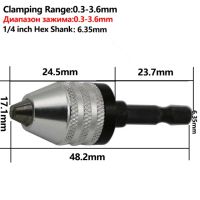 ตัวยึดด้ามยึดหัวสว่านแบบมือบิดสว่านขนาด0.3-8เพลามอเตอร์อิเล็กทริคตัวยึดชัคมินิ1/4อะแดปเตอร์ดอกสว่านน๊อตหัวหกเหลี่ยมหกเหลี่ยม