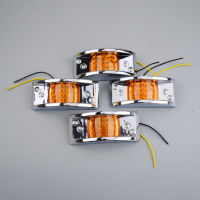 4Pcs 12 LED Amber Sealed Chrome Side Marker Light Clearance โคมไฟสำหรับรถบรรทุกรถบรรทุก Trailer เรือ SUV Van Caravan Camper 12V