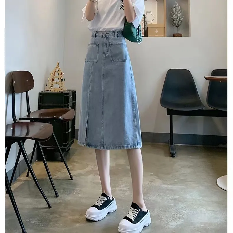 Korean Style Women High Waist Loose Type Long Skirts Summer Casual All  Match Clothes Denim Skirts Female Clothing: Buy Online At Best Price In UAE  