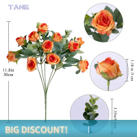 ?【Lowest price】TANG ดอกไม้เทียมผ้าไหมกุหลาบสีขาวยูคาลิปตัสใบ Peony ช่อดอกไม้ปลอมสำหรับงานแต่งงานตารางปาร์ตี้แจกันตกแต่งบ้าน