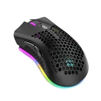 2.4Gไร้สายเมาส์สำหรับเล่นเกมส์เมาส์ไร้สายRGB Light Effect 3ปรับDPI Hollowed-Outออกแบบรังผึ้งสีดำ