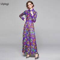 European and American Fashion All-Match Waist Slimming Positioning Printed Dress