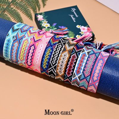 12Pcs/Lot Handmade Friendship Bracelet for Women Bohemian Boho Weave Macrame Adjustables Charm Bracelets MOON GIRL Design Tapestries Hangings