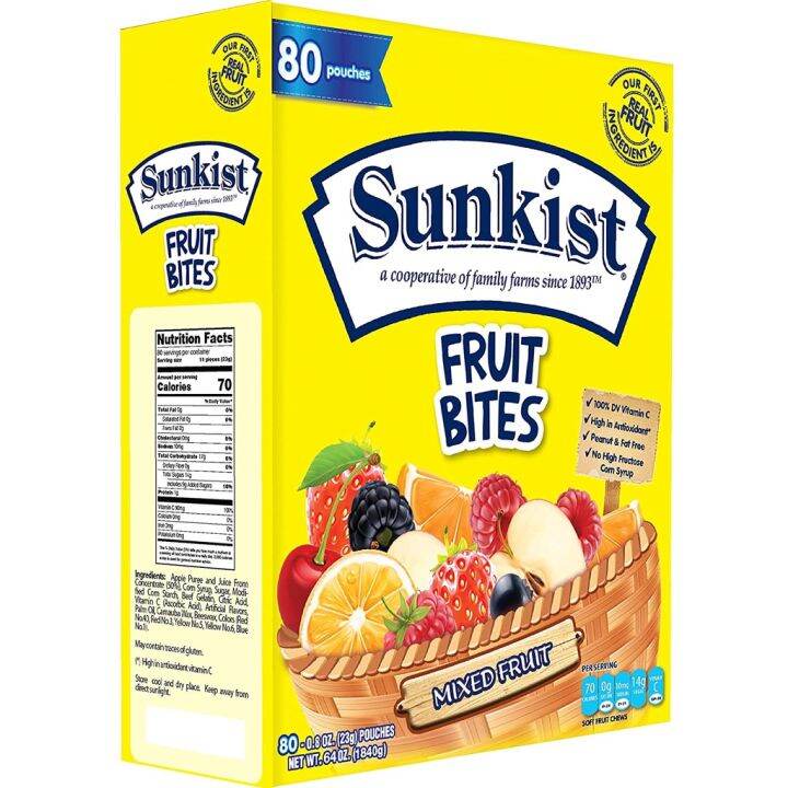 Sunkist Fruit Flavored Snacks, Mixed Fruit, (Pack of 80) Lazada PH