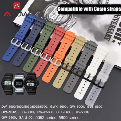 ▼❍✌ สายยางสำหรับ Casio G-SHOCK DW-5600 GW-M5610 GW-B5600 GA-2100 หัวเข็มขัดสแตนเลส TPU Men สายนาฬิกาสำหรับเปลี่ยน