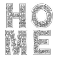 ป้ายตัวอักษร ภาษาอังกฤษ  Wall Signs Silver Letters Decorative Sparkle Crushed Crystal "HOME"  "LOVE" Word Wall Signs Table Signs Wall Hanging Home Decoration for Wedding, Living Room Fireplace Decor