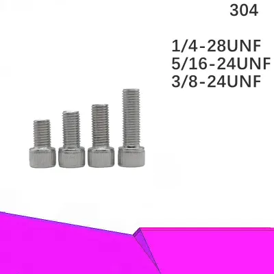 10 Buah 1/4-28 5/16-24 3/8-24 UNF 304 Soket Heksagon Amerika Sekrup Gigi Halus dengan Sekrup Kepala Gelas Kepala Silinder