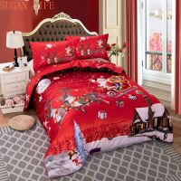 Merry Christmas printed Bedding Set for comforter Single Double Queen King Single sizes bed linens set Xmas Christmas gift