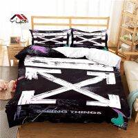 Off-White Pattern Duvet Cover Set ชุดเครื่องนอนสำหรับเด็กผู้ใหญ่ชุดเครื่องนอนผ้านวมคลุมเตียง10ขนาด