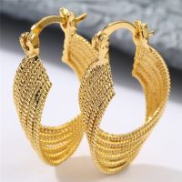 【YP】 Small Hoop Earrings Gold Color Fashion Brand Jewelry for Wedding
