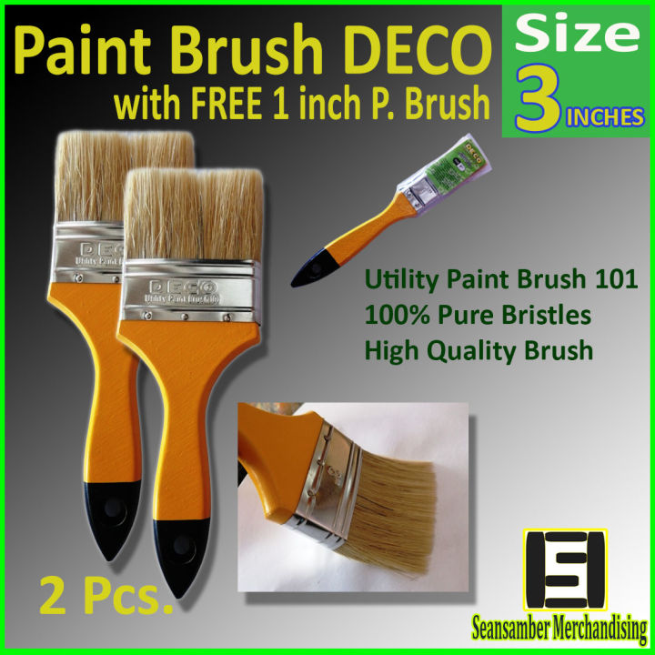 Paint Brush 3 Inches in Size 2 Pieces with FREE 1 Inch Paint Brush (1