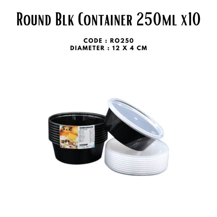[NEW] ROUND BLACK CONTAINER 250ML/ CONTAINER / BLACK CONTAINER / ROUND