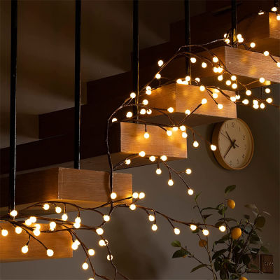 2.5M 60LED Solar Garland Willow Vine String Light Twig nch Rattan Fairy Lights for Wall Christmas Party Year Holiday Lighting