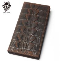 Mens Crocodile Tail Wallet Crazy Horse 100 Genuine Leather Purse Top Grade Soft Long nded Coin For Men