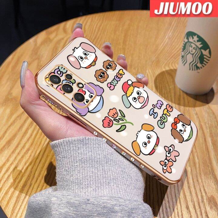 jiumoo-เคสปลอกสำหรับ-samsung-galaxy-a32-5g-a32-4g-m32-5g-ลายการ์ตูนน่ารักลูกสุนัขน่ารักบางดีไซน์ใหม่หรูหราชุบโทรศัพท์เคสซิลิโคนกันกระแทกคลุมทั้งหมดเคสนิ่มป้องกันเลนส์กล้อง