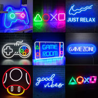 LED Neon Light Game Room Decor Good Vibes Wall Neon Sign Bedroom Decor Hanging Night Lamp Home Party Holiday Decor Xmas Gift