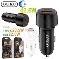 "NEW" OUKU CK02 ที่ชาร์จแบตในรถ ชาร์จเร็วr หัวชาร์จ อะแดปเตอร์ชาร์จในรถ 1ช่อง usb 22.5W+TYPE-C20W QC02 พร้อมส่ง