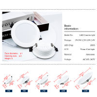 6ชิ้นล็อต LED downlight 5W 9W 12W 18W 24W LED blub AC 220V 240V โคมไฟเพดานในร่มโคมไฟ LED แผงไฟ