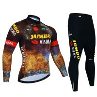 ZZOOI JUMBO VISMA Autumn Long Sleeve Cycling Jersey Set Bib Pants Ropa Ciclismo Bicycle Clothing MTB Bike Jersey Uniform Mens Clothes