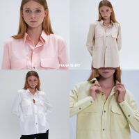 TOPLIST Piana shirt เสื้อเชิ๊ตแขนยาว แต่งกระดุมอะไหล่สีเงิน ทรงสวย เนื้อผ้า Premium