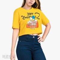 COD hjzfk0 DOSH WOMENS CROPPED TOPS THE SIMPSONS เสื้อยืดทรงครอปสั้น ผู้หญิง FSIWT1005-YE