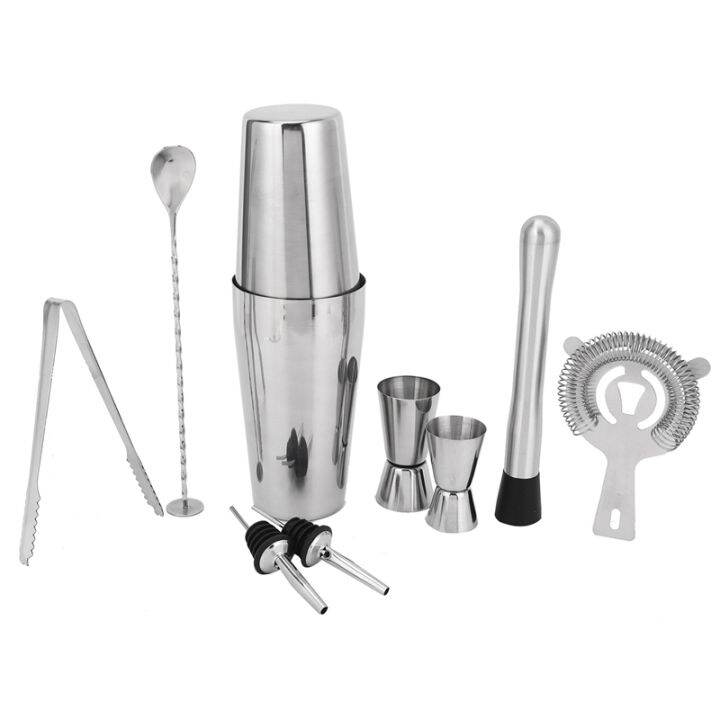 Boston Shaker Cocktail Shaker Set 9 Piece, Martini Shaker, Bartender