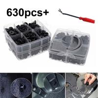 630Pcs 16ขนาด Universal Car Fastener คลิปผสมด้านข้างกระโปรงกันชนพลาสติก Auto Rivet Retainer Push ฝาครอบเครื่องยนต์ Fender