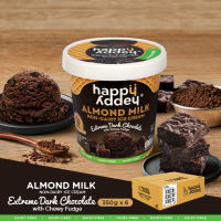 ไอศกรีมนมอัลมอนด์ สูตรเอ็กซ์ตรีมดาร์กช็อกโกแลต 350g x 6 cups (Extreme Dark Chocolate Vegan Ice Cream Happy Addey Brand)