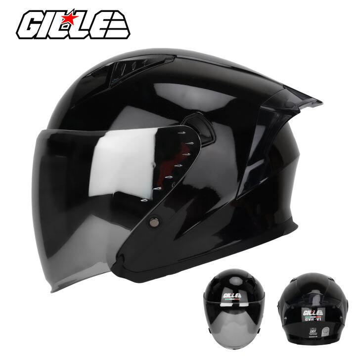 Gille Helmet 172 GVRV1 PLAIN Motorcycle Helmets Half Face Dual Visor